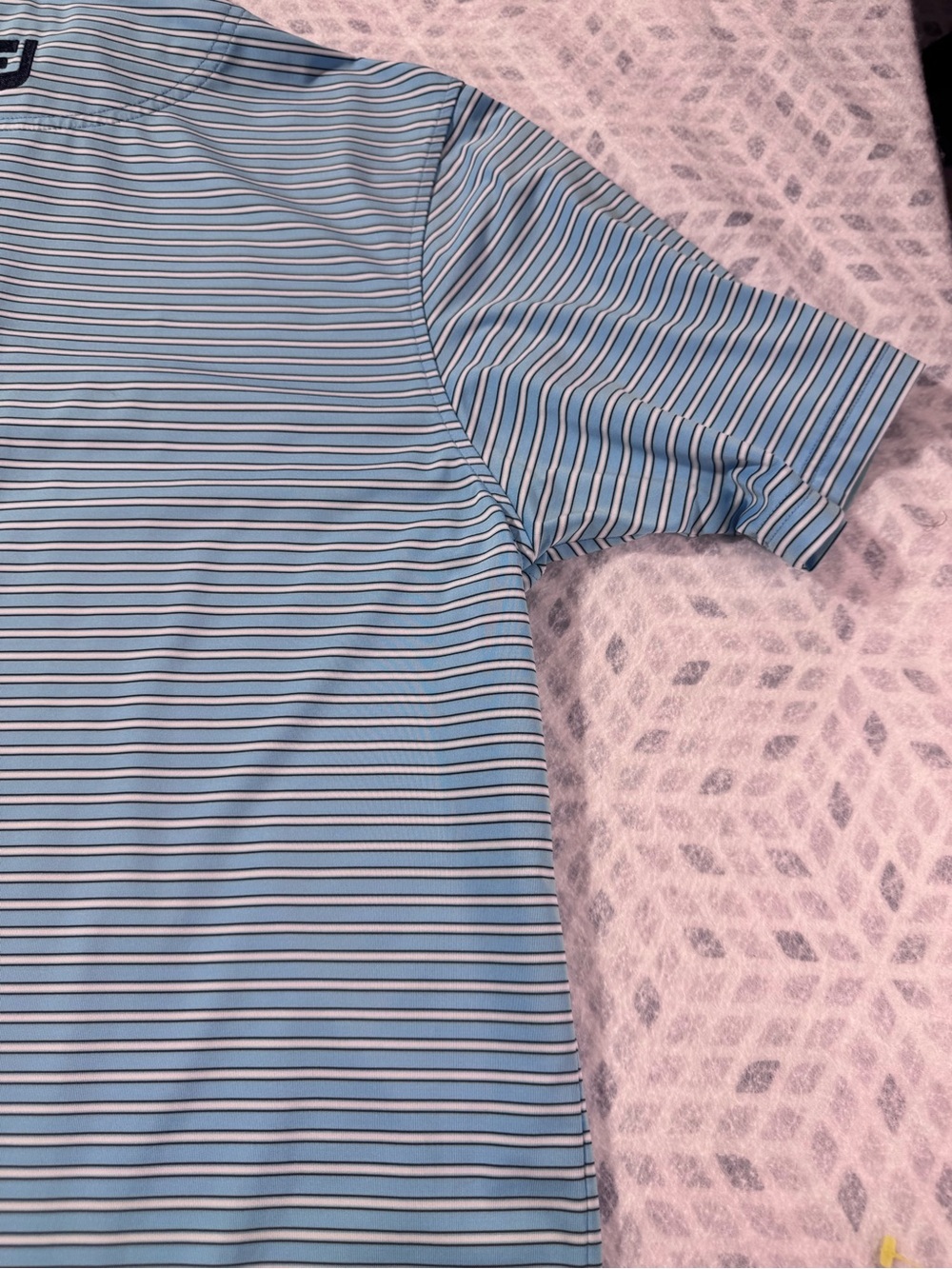 NWOT FootJoy FJ Striped Performance Golf Polo Shirt Blue White Men’s Medium - Picture 11 of 12